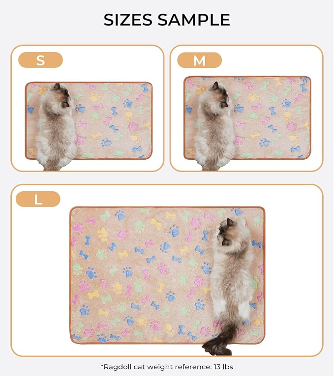 1 Pack 3 Blankets Super Soft Fluffy Cute Bone Pattern Pet Blanket Flannel Throw for Dog Puppy Cat Pink/Brown/Purple Large | Washable Throw Blanket for Crate, Couch, Bed, Travel. Cute Paw & Bone Print. Puppy Essential, Dog Gift,Pink/Brown/Purple