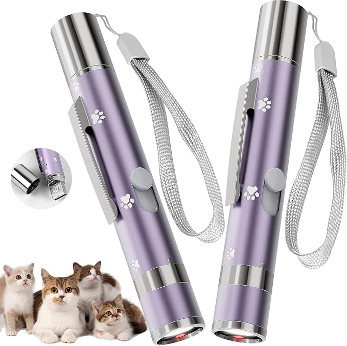 Cat Toys, 2 Pcs, Rechargeable, Interactive USB Chase Toy for Cats