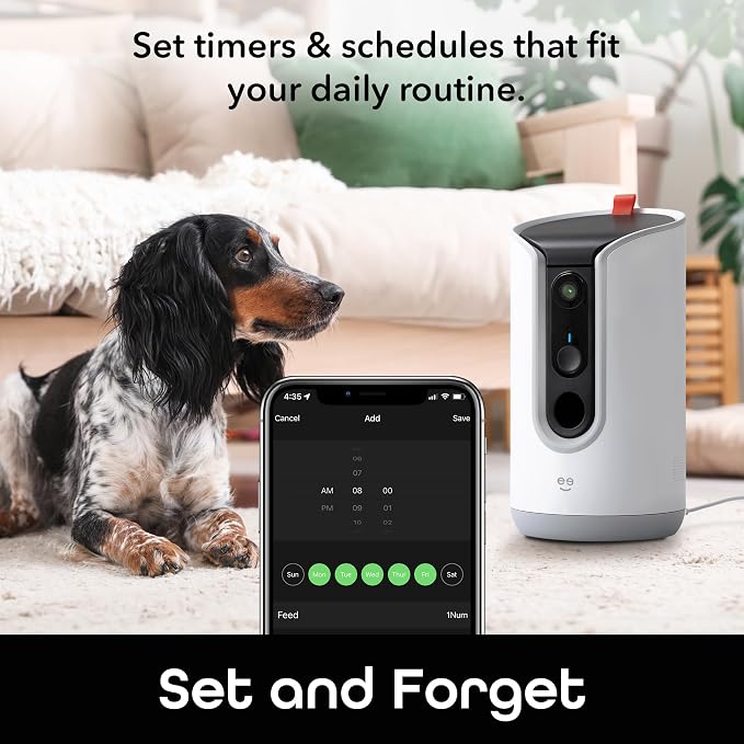 Geeni Pet Treat Dispenser Camera, 2K HD Wi-Fi Enabled, Auto-Follow, White | Pet treat dispenser with camera