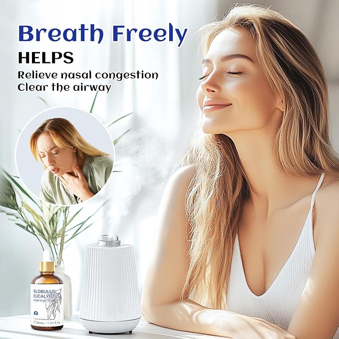 HIQILI Eucalyptus Essential Oil 1 Fl Oz, Therapeutic Grade, Premium Grade Glass Dropper for Diffuser, Humidifier, Air Freshening, Cleaning, Home, Skin | Premium Grade Essential Oils with Dropper for Spray, Skin, DIY, Air Freshening & Home Cleaning —30m...