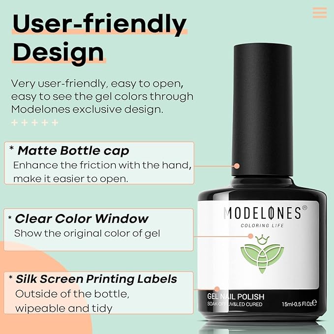 modelones Green Gel Nail Polish Milky Green Soak Off U V Light Pastel Nail Polish Pale Macaron Colors Nail Art Gel Design 15ML