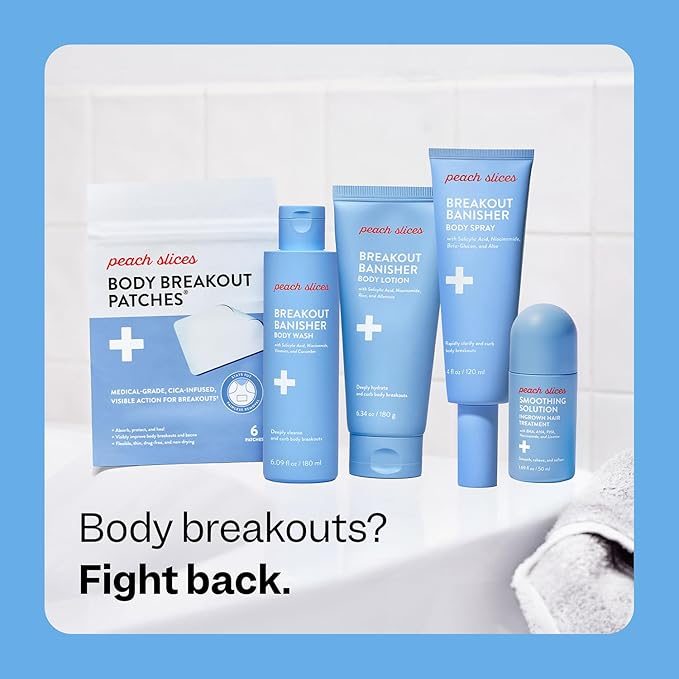 Peach Slices - Breakout Banisher Body Wash (6.09 oz) - 1% Salicylic Acid & Glycolic Acid - Clear & Prevent Body Breakouts - Niacinamide & Cucumber - Vegan, Cruelty Free, Korean Skin Care & Beauty