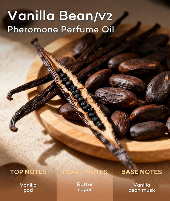 purefittech Pheromones Perfume for Women, Vanilla Bean Fragrance Roll-on Long Lasting Pheromone Perfume Oil, 0.34 fl oz (10ml) Travel Size Extrait de Parfum Made in USA