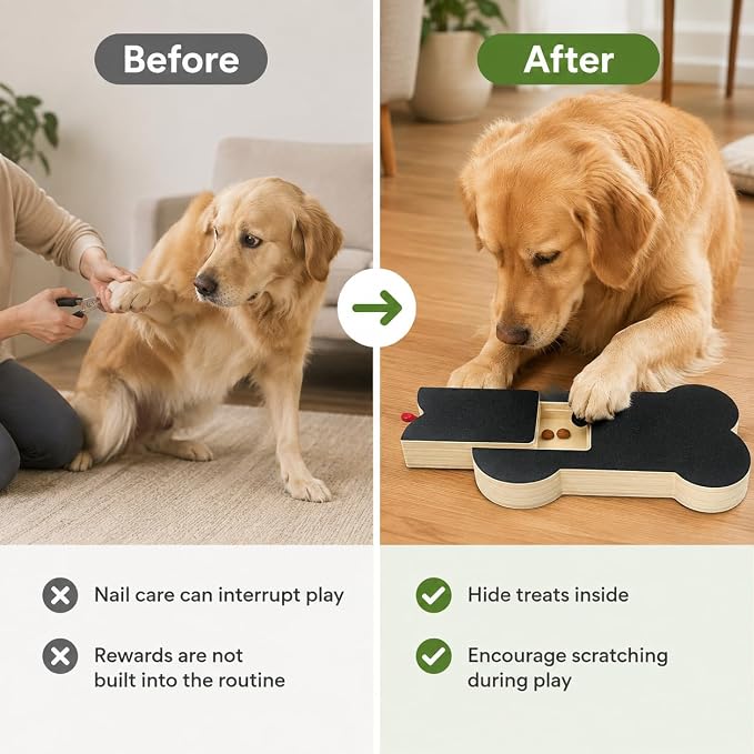 Dog Nail Scratch Board Scratcher Treat Dispenser Non-Slip Nail File Board