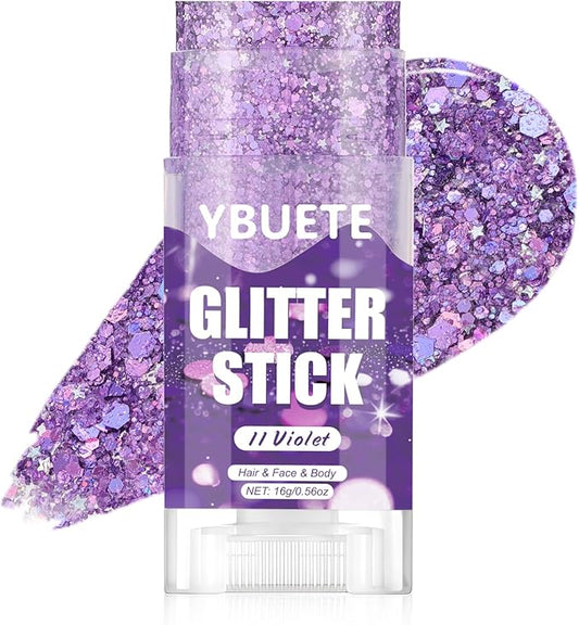Violet Face and Body Glitter Stick for Sparkling Makeup, Hair Glitter Accessories for Women, Highlighting Stick for Fairy Dust Makeup, Cheerful Face Glitter for Festive Parties and Carnivals