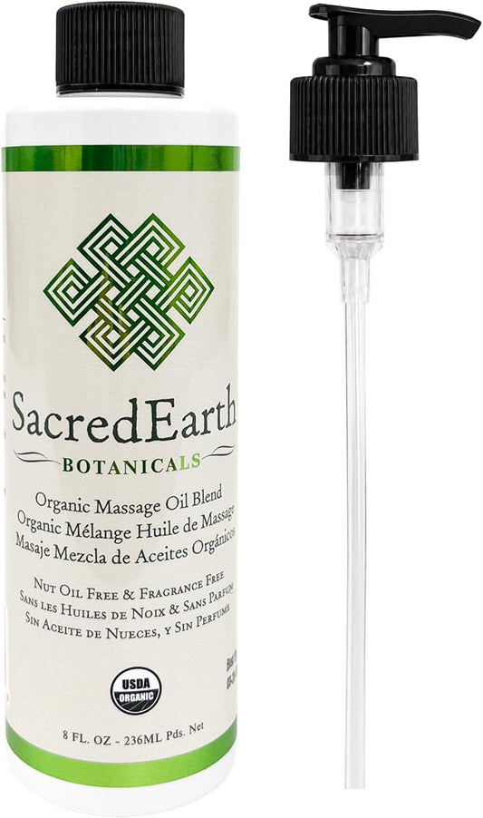 Organic Massage Oil Blend (8oz) - Unscented, Nut Oil Free, Gluten Free and USDA Certified Organic