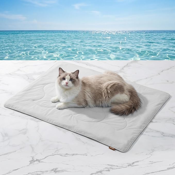 ZOMISIA Premium Cooling Blanket for Small Dogs -Q-MAX>0.5 Breathable Washable Dog Cooling Mat, Travel Soft Pet Summer Essentials, Grey, 25"x35"