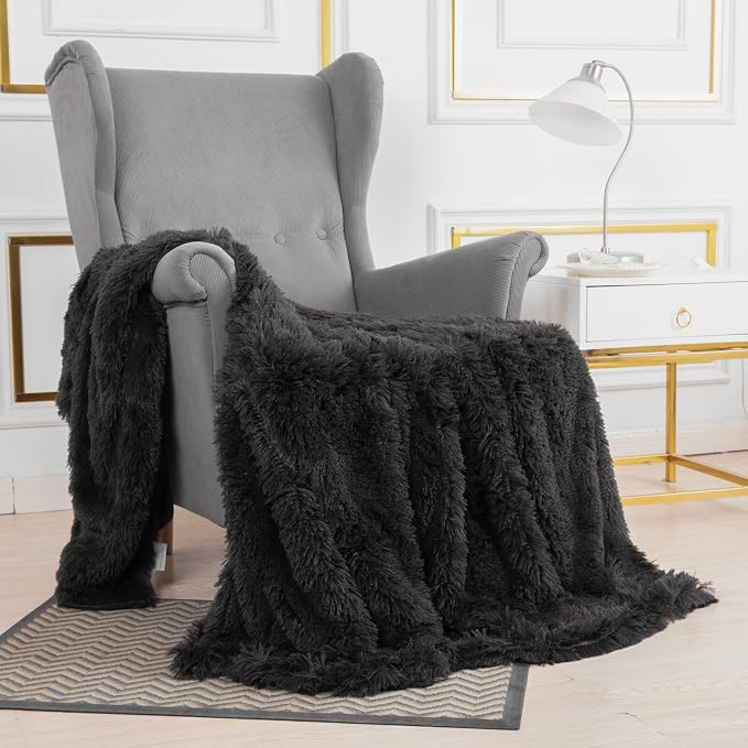 YUSOKI Long Faux Fur Throw Blanket, Morel,50" x 60" | Ultra Soft, Lightweight for All Season Use, stays fluffy after repeated washes, Perfect Gifts, Machine Washable
