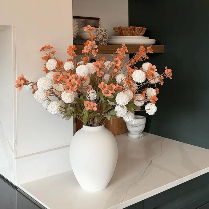 SilkSerenade Ella White Matte Flower Vase for Bedroom Kitchen Living Room Table, Contemporary Farmhouse Decorative Arlo Flowers Iron Vases, Rustic Tall Earthy Wabi Sabi Modern Centerpieces Home Decor