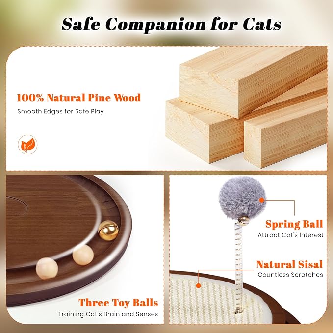Cat Scratcher Toys Natural Sisal Pad Kitten Interactive Ball Track