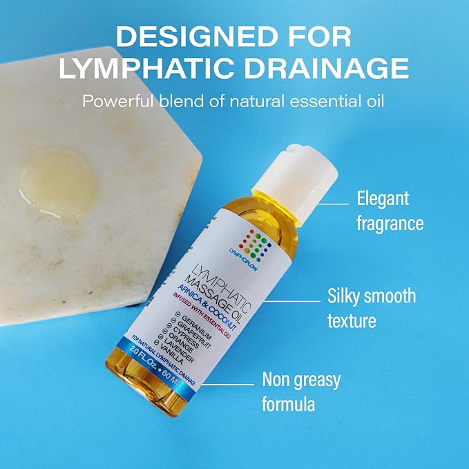 Lymphatic Drainage Massage Oi for Massage Therapy - Arnica and Coconut Oil for Manual Lymph Drainage & Post Surgery Recovery for Liposuction, 360 Lipo, BBL,Tummy Tuck, Lymphedema, Lipo Foam-2.0 oz