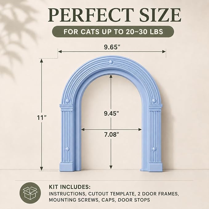 Cat Door for Interior Doors Large - No-Flap, No Training Needed