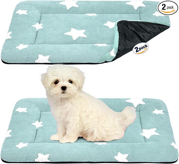 Mora Pets Dog Crate Pad Washable Cat Dog Bed for Crate Flat Pet Kennel Mat | Soft Dog Cat Bed Mat, Puppy Crate Pad for Dog Cage Cozy Sleeping Liner, Cute Pillow Cushion Anti Slip Small 2 Pack 24 x 18
