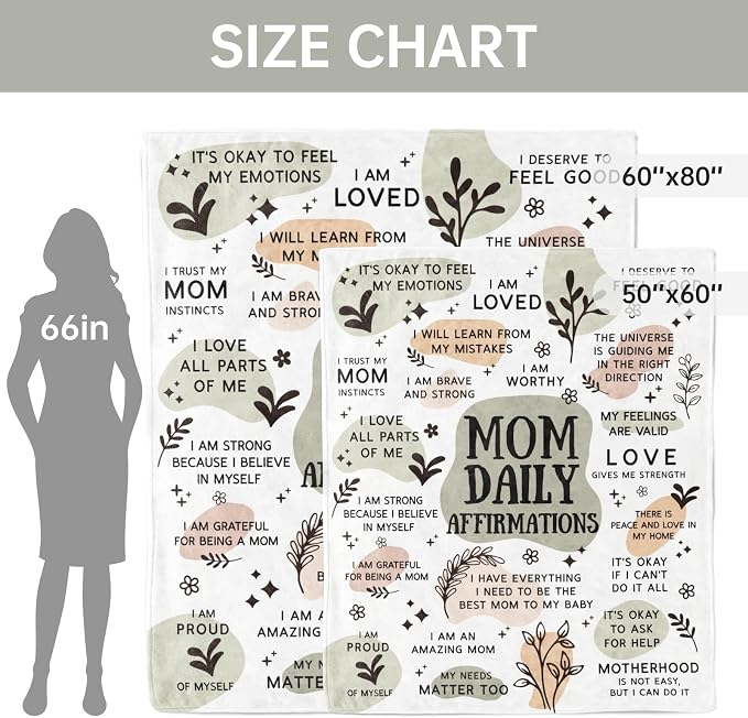 BaubleDazz New Mom Gifts Blanket, Mom Daily Affirmations(80" x 60") | Postpartum Pregnancy Gifts for First Time Moms, Mommy to Be, Mama, New Mom Essentials, Birthday Gifts for Mom