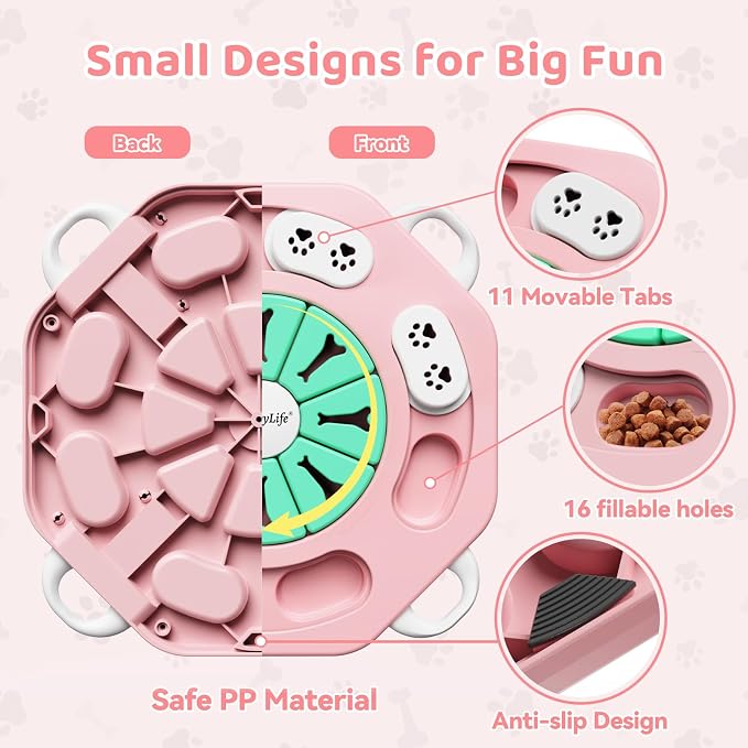 Dog Puzzle Toy for Smart Dogs, Interactive Dog Enrichment Toys,Level1(Pink)