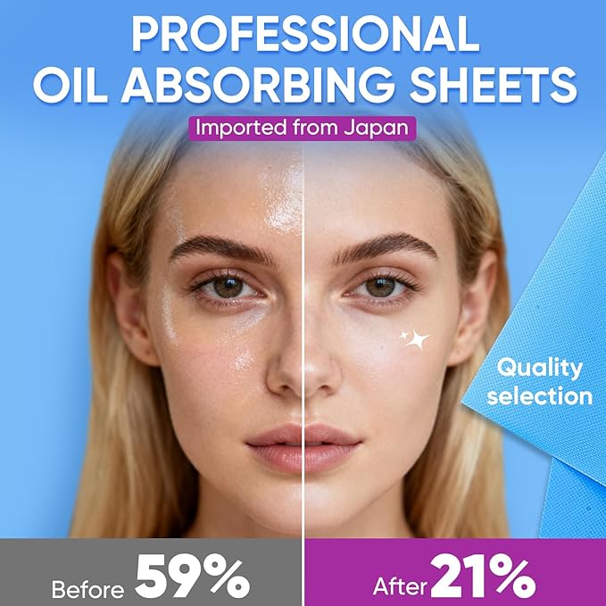 KINESHINE 150P High-Performance Oil Absorbing Sheets for Face - Makeup Friendly Blotting Papers for Oily Skin - Oil Blotting Sheets for Face