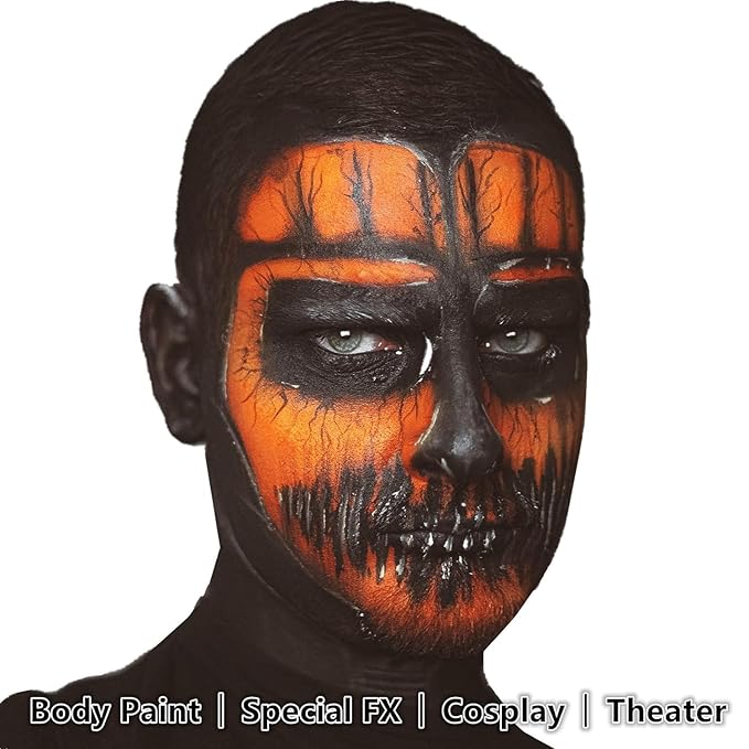 Go Ho Orange Face Body Paint(2.1 oz),Orange Face Painting Water Based Body Paint for Airbrush Makeup,Special FX and Halloween Costumes Cosplay Makeup