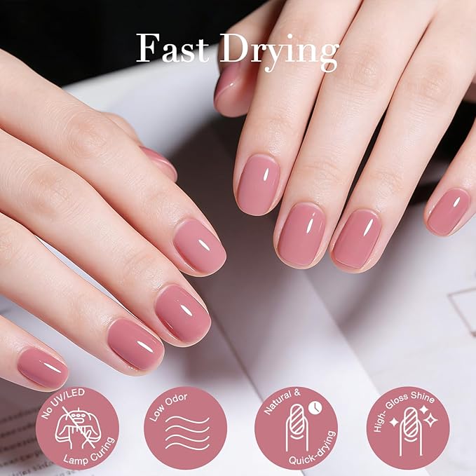 AZUREBEAUTY Valentine's Nail Polish, Hazy Rose Quick Dry Nail Lacquer Natural Strengthening Treatment Kit DIY Salon at Home Women Gifts 0.34 fl oz