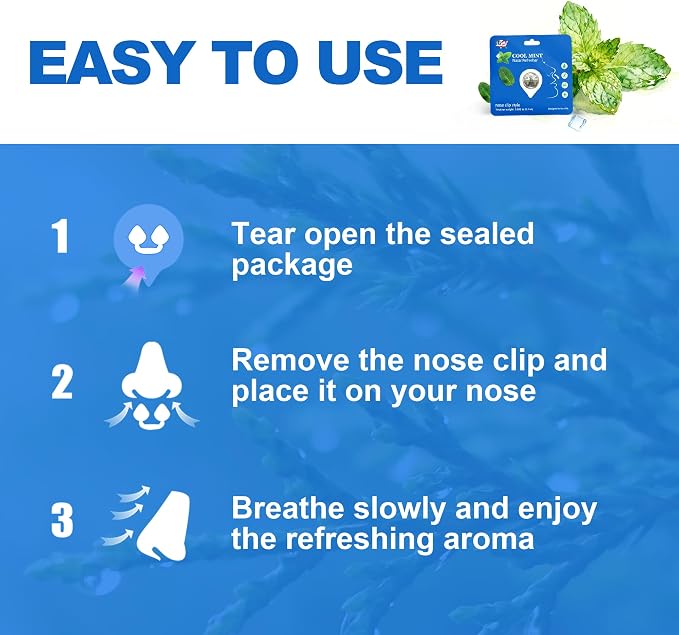 Aromatherapy Nose Clip Variety Pack, Soft Clip-On Fragrance Accessory with Peppermint, Intense Peppermint, Lemon and Lavender, Designed for All-Day Use from Morning to Evening(4Pack)