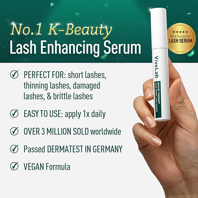 Biotin Lash Serum - Eyelash and Eyebrow Growth Serum for Thicker, Fuller Lashes and Brows, Korean Dermatologist-Developed, 0.35oz