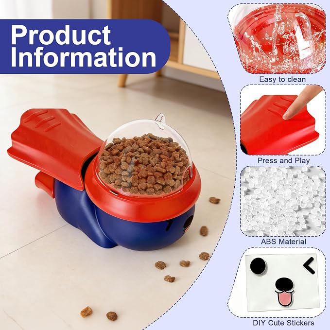 Pet Food Dispenser Toy Slow Feeder Puzzle Toy for Dogs & Cats, Interactive Treat Ball for Boredom, Anxiety Relief and Mental Stimulation (Blue)
