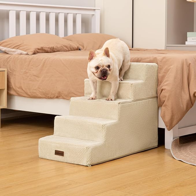 Aodisman Dog Stairs for High Beds 22.6" H, 5-Step Pet Steps for Small Dogs | Indoor Non-Slip Pet Stairs with Carry Handle for Puppies, Senior Cats & Short-Legged Dogs to Reach High Beds & Window Sills
