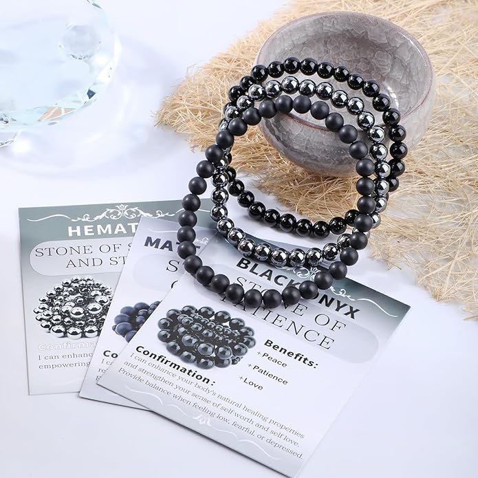 NCB 2.3-Piece 4mm Natural Crystal Gemstone Stretch Bracelets – Handmade Reiki Energy Healing Jewelry for Meditation,Yoga, Unisex