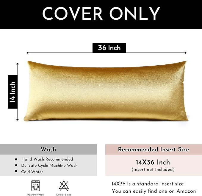 Artscope Luxury Velvet Pillow Covers Super Soft Decorative Rectangle Throw Pillow Covers Case Cushion Covers for Sofa Couch Bedroom Car Decor 14x36 Inch Shimmery Gold