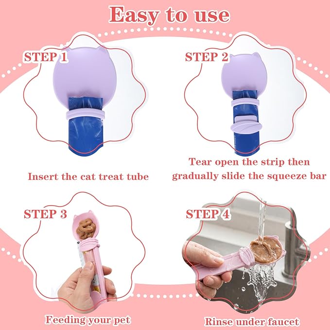 3PCS Cat Treat Spoon Lickable Cat Treat Dispenser Cats Strip Feeder Spoons for Wet Food and Liquid Snack Cats Food Dispenser for Puppies Small Pets