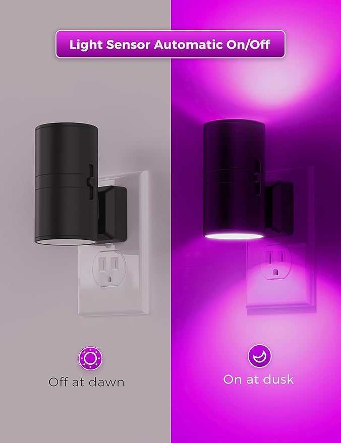 L LOHAS LED Purple Night Light, Purple Lights, Night Lights Plug into Wall | Light Sensor, 0-100LM Dimmable Night Lights Decorative for Christmas Halloween Holiday, Home Decor, Party Decor, 2 Pack