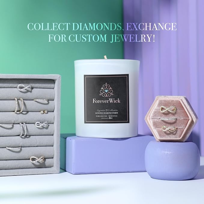 ForeverWick Surprise Candle with Diamond Inside | Foreverwick Candles | Scented Soy Candles Gifts for Women Anniversary Candle Wax | Romance Candles All-Natural Organic Soy Candle 14oz | 70h