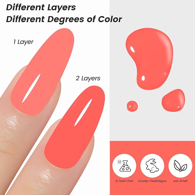 YTD Likomey Coral Orange Gel Nail Polish,15ml Salon Home DIY Manicure and Pedicure Fall Winter Soak Off UV Color Varnish,CS443