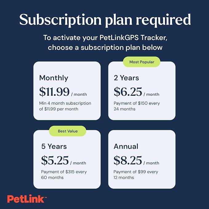 PetLink GPS Dog Tracker - Real-time Pet Tracker Collar - Waterproof Dog GPS Tracker with Virtual Fence