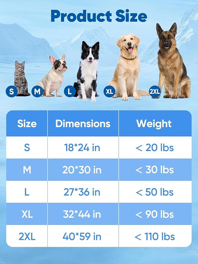 44x32in Dog Cooling Mat with One-Way Moisture & Arc-Chill 3.0 | Color-Changing Cool Indicator. Washable, Non-Slip Pet Bed. One-Way Moisture Tech Keeps Cool & Dry for Floors, Sofas, Kennels