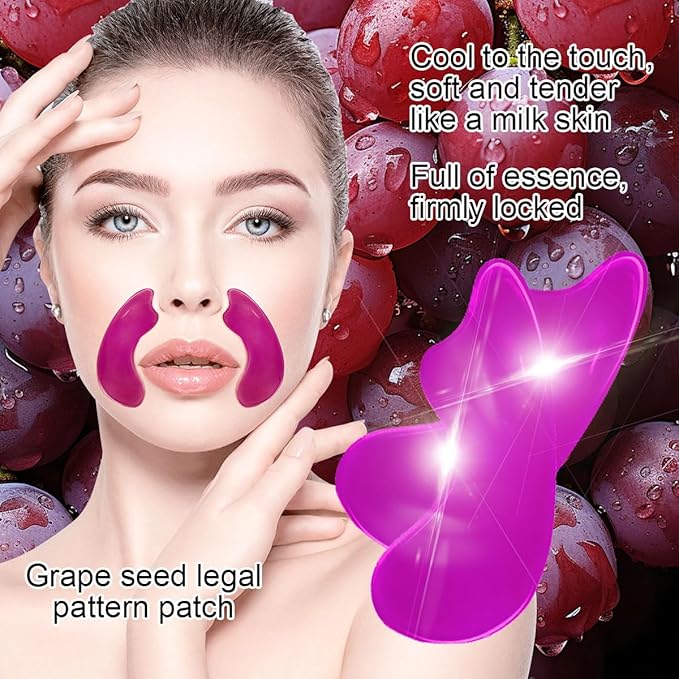 Smile Line Patches With Grape Seed Oil, 15Pairs Nasolabial Folds Patches, Fine Lines and Wrinkles Treatment, 3 Boxes Anti Wrinkle Patches, Caffeine, Sodium Hyaluronate, Collagen