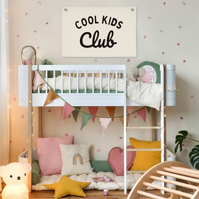 Playroom Wall Decor Cool Kids Club, Kids Playroom Decor, Linen Banner Wall Hanging Banner Flag, Classroom Decorations, Baby Shower Gifts 30x20