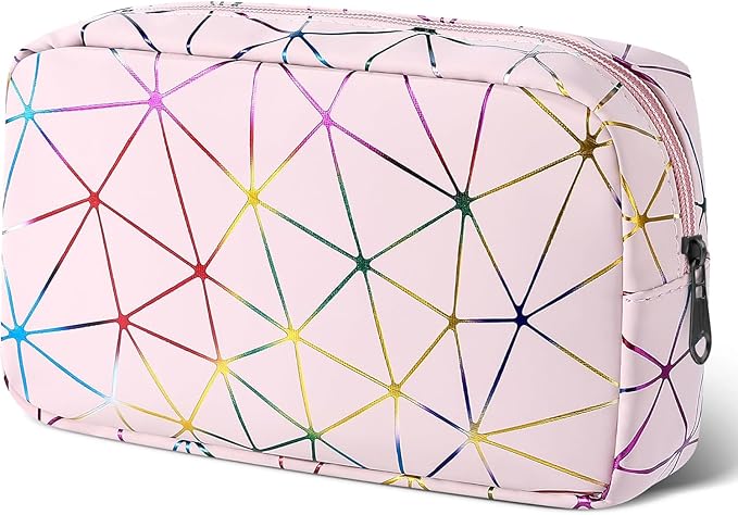 Likesing Period Bag for Girls Womens, Leather Sanitary Napkin Storage Bag, Portable Menstrual Pad Bag Period Pads Pouch, Small Make Up Bags(Colorful Pink)