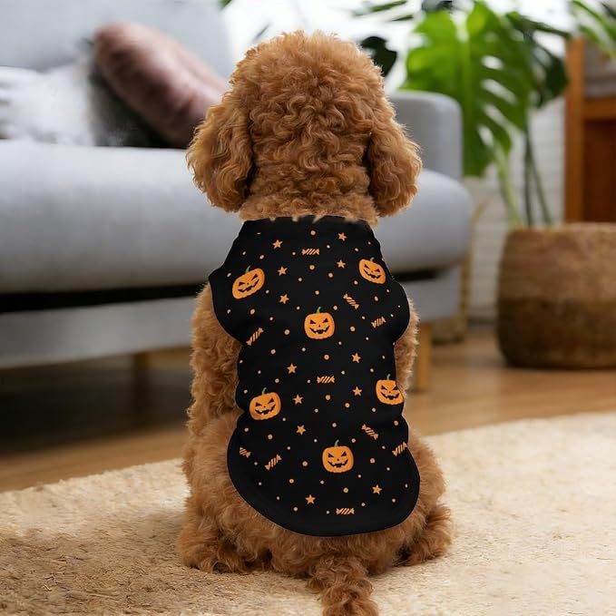 Halloween Pet Vest Pumpkin Pet Shirts Medium | Jack-o'-Lantern Dog Shirt Vest cute pet Sleeveless Vests Ice Silk Dog T-Shirts holiday Dog Clothes Halloween Canine Wear