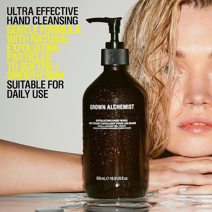 Grown Alchemist Exfoliating Hand Wash. Vanilla, Orange Peel + Pumice & Aloe. Gentle Cleanser Softens & Revitalizes Skin, 10.1 Ounce (300mL).