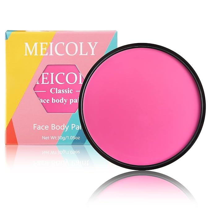 MEICOLY Hot Pink Face Body Paint for SFX Halloween Special Effects Makeup,30g/1.05oz Water Based Washable Face Paint,Pink Accessories for Spirit Week,Face Painting for for Adults and Children