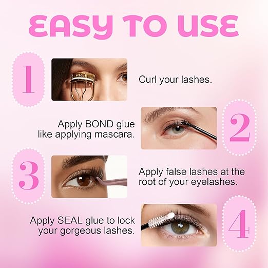 2-Pack Cluster Lash Glue Set - Dual-Ended Bond & Seal Adhesive, Waterproof & Long Lasting, Easy Application for Lash Extensions
