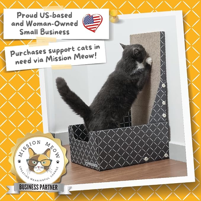 Hide & Scratch Cardboard Cat Scratcher Box & Bed Dark Grey Vertical L Shape