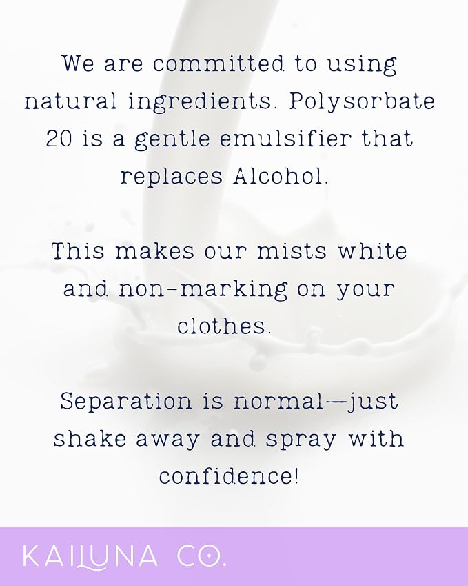 Kailuna Co. Lavender Vanilla Natural Hair & Body Mist Spray, Pure Essential and Fragrance Oils, Alcohol-Free, Handmade in California, 0.5Fl Oz