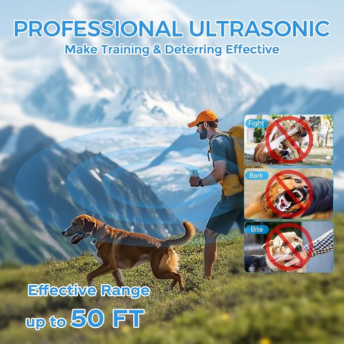 Dog Training Collar with Ultrasonic Bark Deterrent, 1000 Yards Remote with Full Color LCD Display, 4 Effective Training Modes, Waterproof E-Collar Receiver, Fits 10-150 lbs Dogs