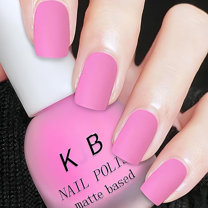 Matte Nail Polish Quick Dry, Soft Pink Nail Polish Air Dry, Vegan Non Toxic Fingernail Color for Women Girls, Candy Pink Matte Finish
