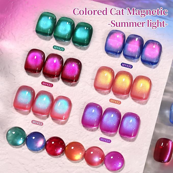 Born Pretty Spring Summer Cat Magnetic Eye Gel Polish,2026 Fruit Dark Purple Holographic Glitter Shimmer Translucent Sheer Magnetic Gel Polish with Blue Powder