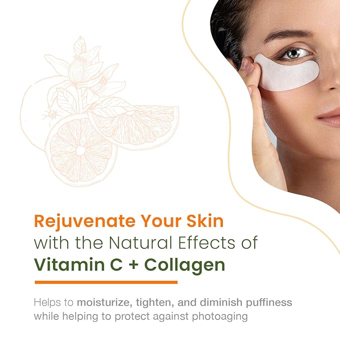 Natural Chemist Vitamin C & Collagen Under Eye Patches - Anti-Aging, Reduces Dark Circles, Hydrating, Dermatologist Tested, Cruelty Free Korean Skin Care For All Skin Types - 5 Pairs