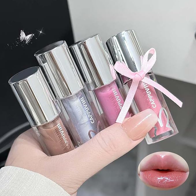 Petansy 4pcs Shimmer Bomb Lip Gloss, Lip Tint Infused With Vitamin E, Moisturizing | Sparkle | Long Lasting | Hyaluronic Acid | High Shine | Crushed Diamonds, Gift Makeup For Girls