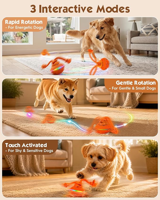 osou Interactive Dog Ball, Automatic Moving Toy with 3 Interactive Modes
