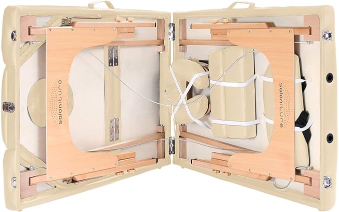 Saloniture Professional Portable Massage Table with Backrest - Cream
